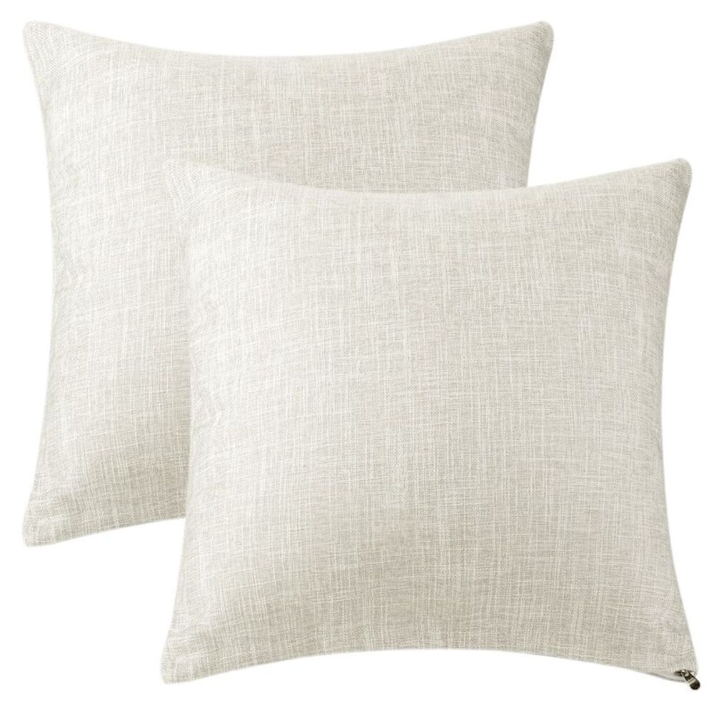 2pcs Throw Pillow Covers Square Sofa Cushion Case 16 x 16 Inch Beige